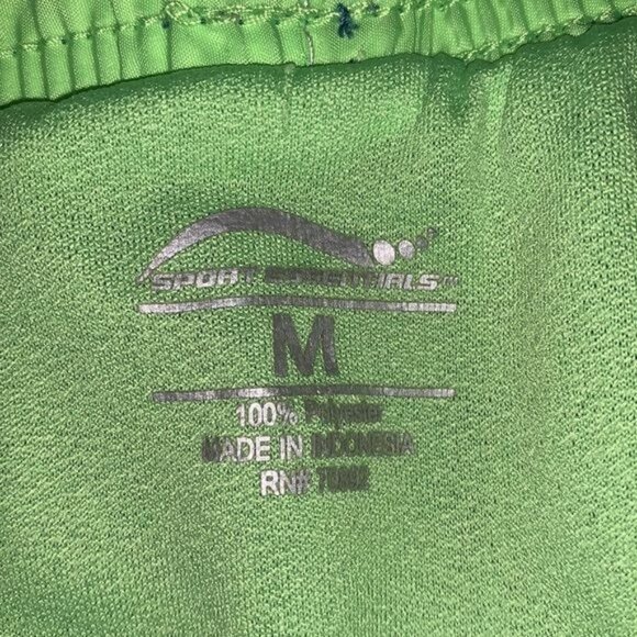 Sport Essentials Athletic Running Shorts Blue & Neon Green M - Picture 3 of 8